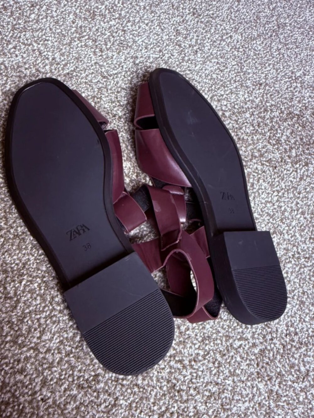 ZARA Women's Burgundy Leather Fisherman Cage Sandals EU 38 US 7.5 - Picture 8 of 13